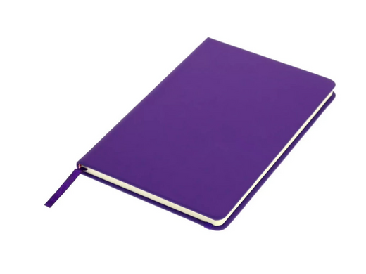 Записная книжка А5 с резинкой, фиолетовая + печать логотипа (тираж 1-2 шт)