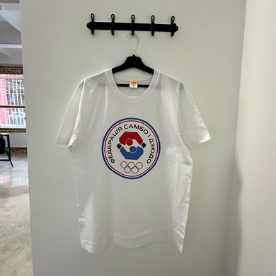Прямая печать на белой мужской футболке (стандарт, формат А3, 380 грн при тираже 1-2 шт)