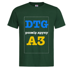 Прямая печать на цветной мужской футболке (стандарт, формат А3, 380 грн при тираже 1-2 шт)